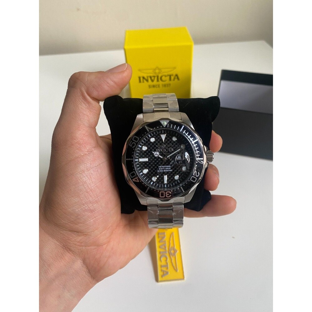 Invicta 12562 Pro Diver Men's Watch Black Dial Steel Bracelet New Box Tags